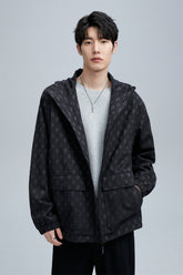 Men's Allover Jacquard Oversized Hooded Jacket